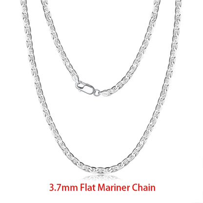 925 Sterling Silver Flat Mariner Chain Necklace