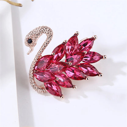 Rhinestone Swan Brooch Pin