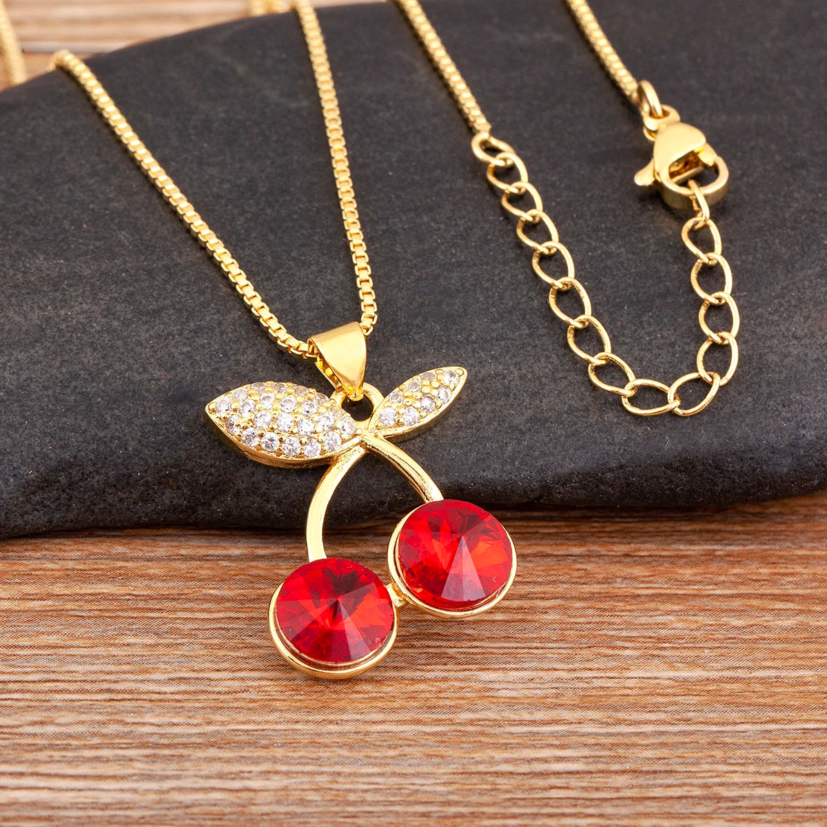 Apple/Grape/Cherry Sparkling Zircon Pendant Necklace