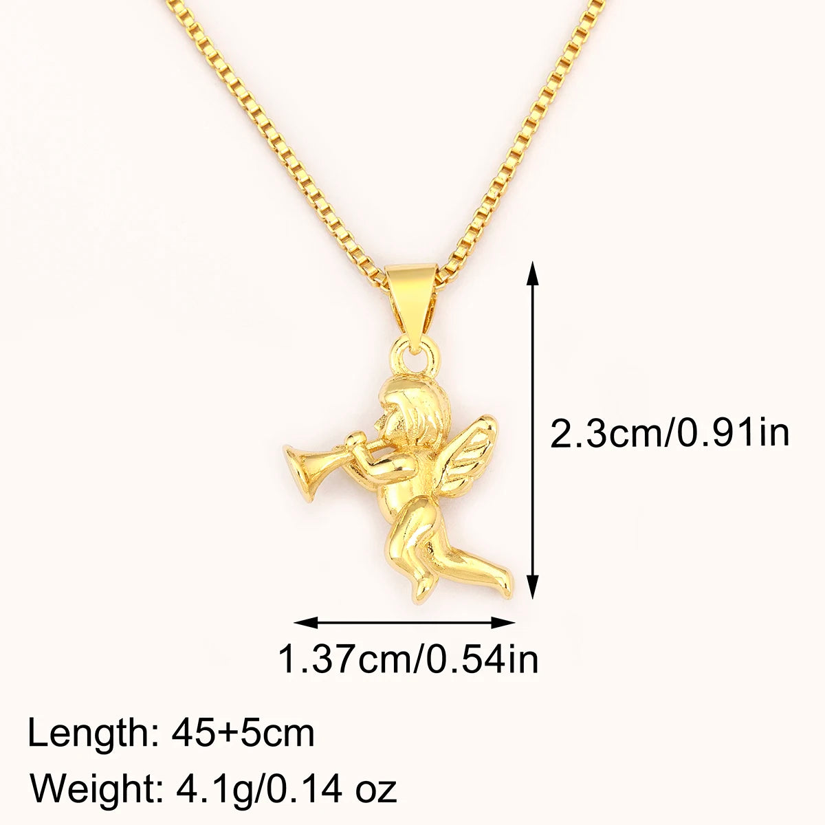 Retro Angel Blowing Trumpet Pendant Necklace for Women & Men