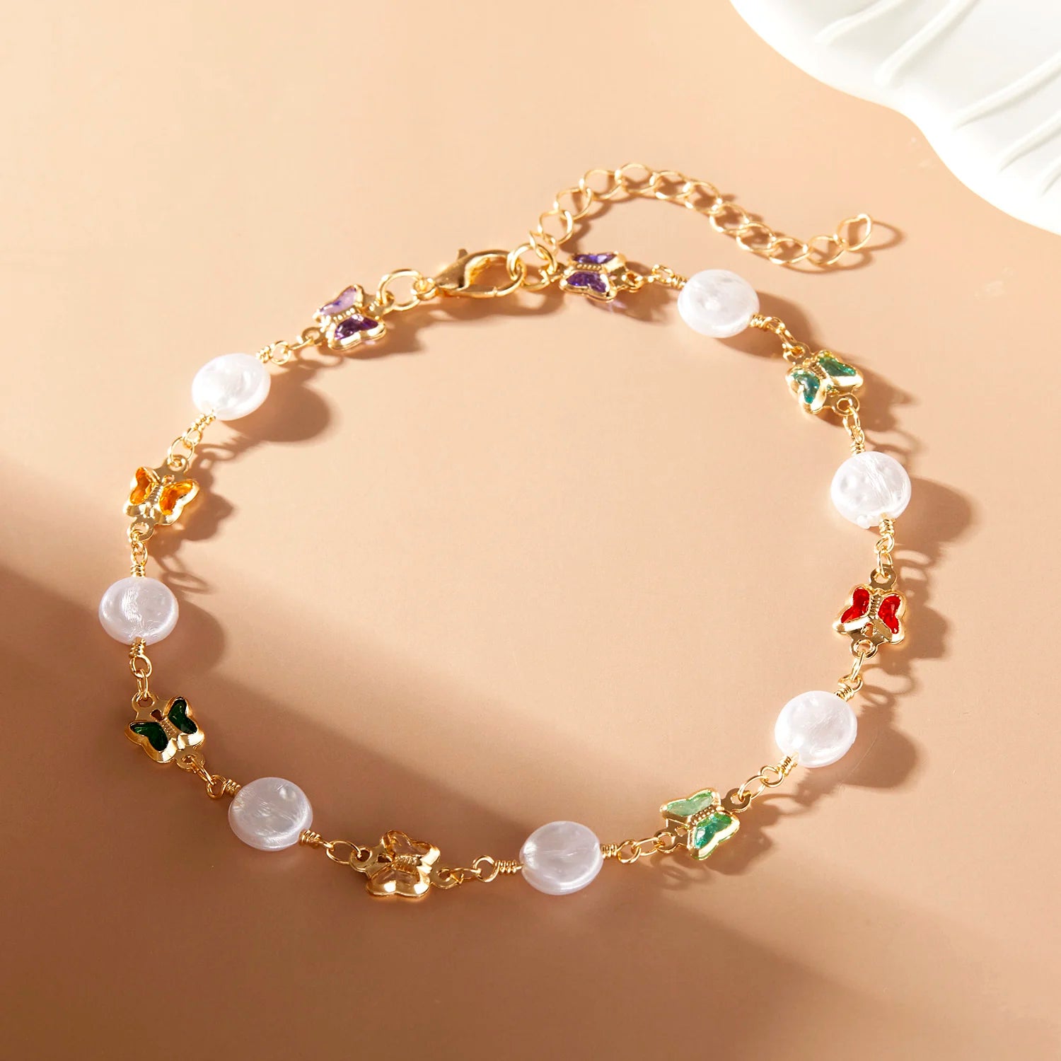 Boho Colorful Heart & Butterfly Anklet