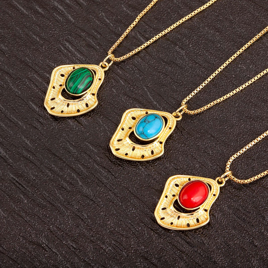 Geometric Stone Pendant Necklace