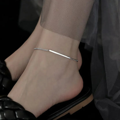 925 Sterling Silver Zircon Anklet