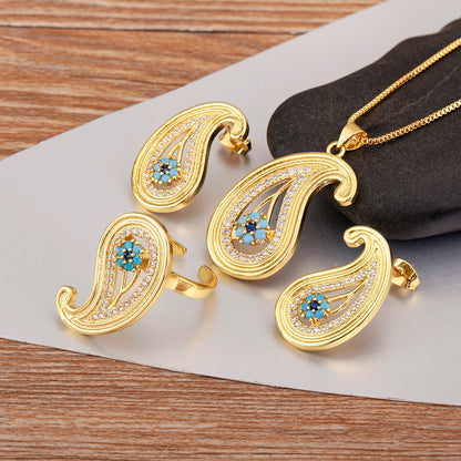 Evil Eye Jewelry Set with Necklace, Earrings & Ring