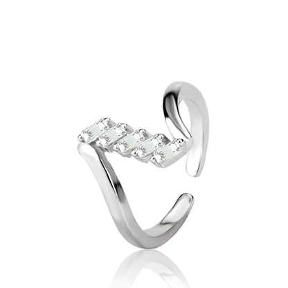 925 Sterling Silver AAA Zircon Adjustable Ring for Women