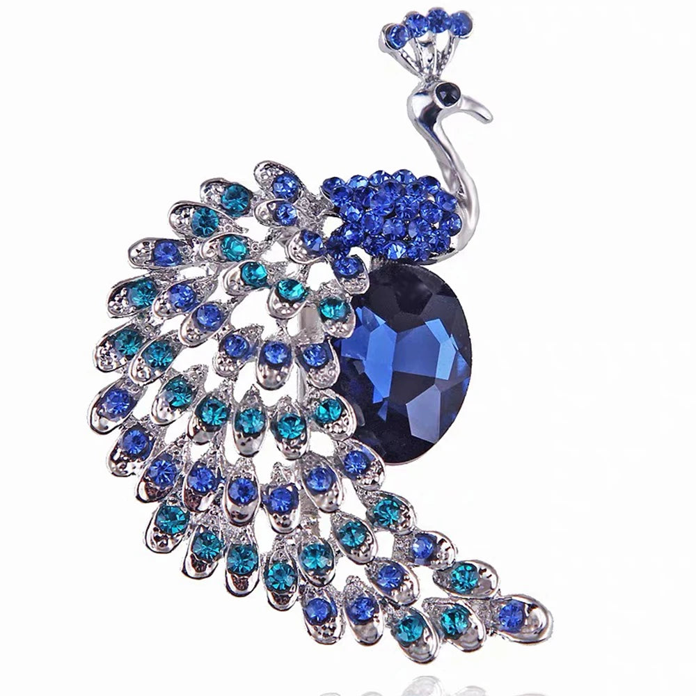 Rhinestone Peacock Brooch Pin