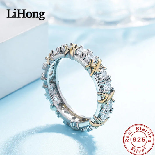 Luxury 925 Sterling Silver Interlaced Zircon Ring