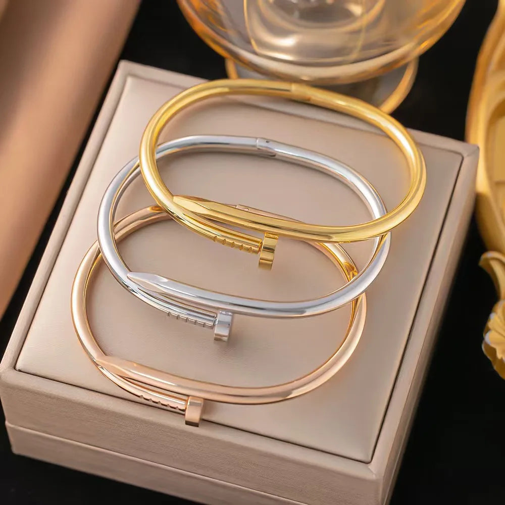 Curved Nail Stainless Steel Bracelet