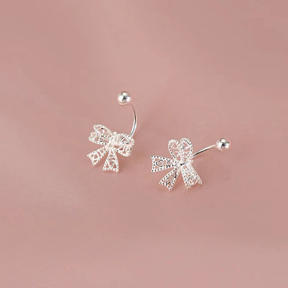 925 Silver Bow Heart Stud Earrings