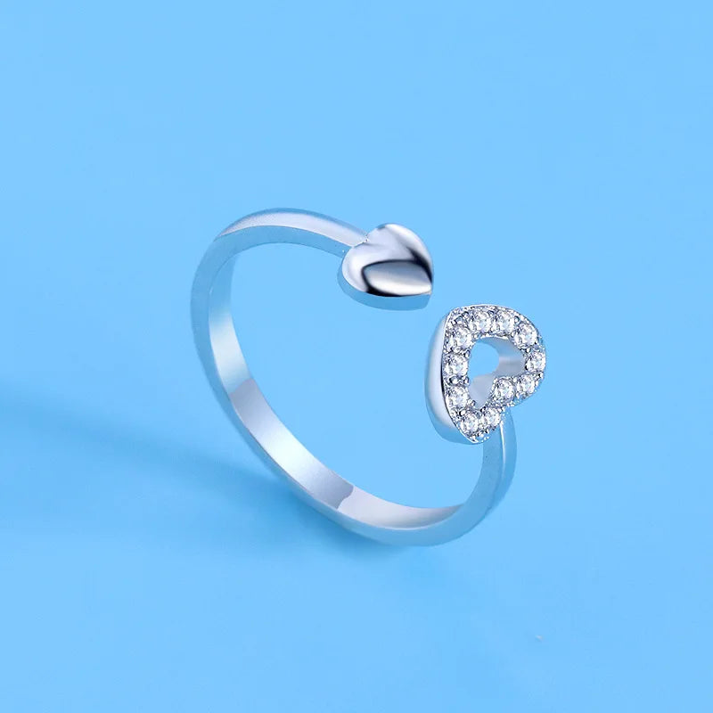 925 Sterling Silver AAA Zircon Adjustable Ring for Women