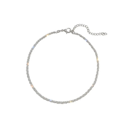 925 Sterling Silver Zircon Anklet