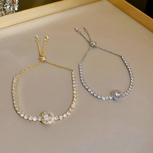 18K Gold-Plated Rhinestone Adjustable Bracelet