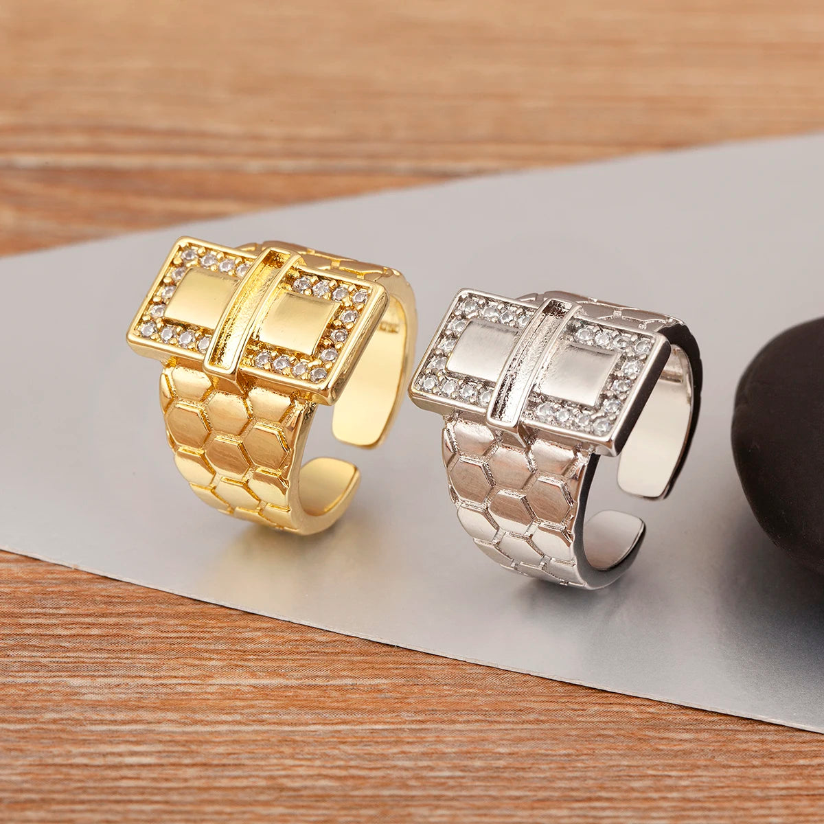 European & American Fashion Zircon Open Ring