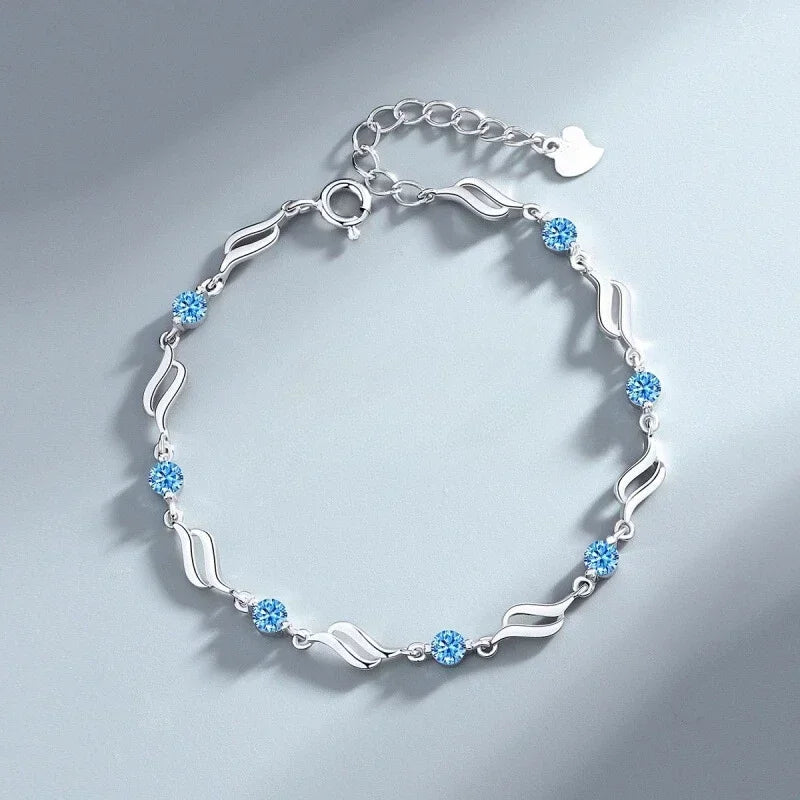 925 Sterling Silver Heart Necklace & Bracelet Set for Women