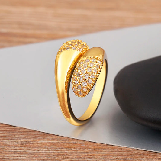 Punk Style Adjustable CZ Open Ring