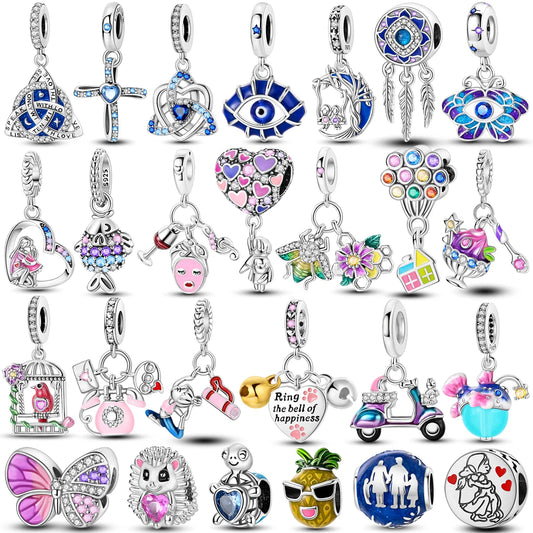 925 Sterling Silver Blue Celtic Knot Dangle Bead Charm