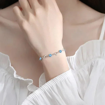 925 Sterling Silver Heart Necklace & Bracelet Set for Women