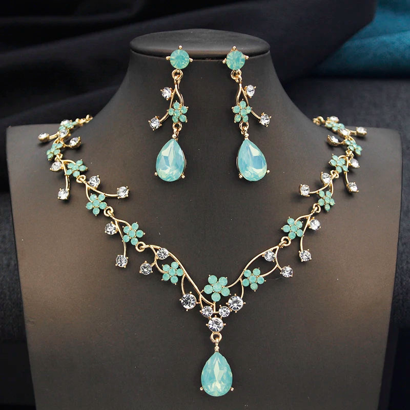 Crystal Water Drop Bridal Jewelry Set