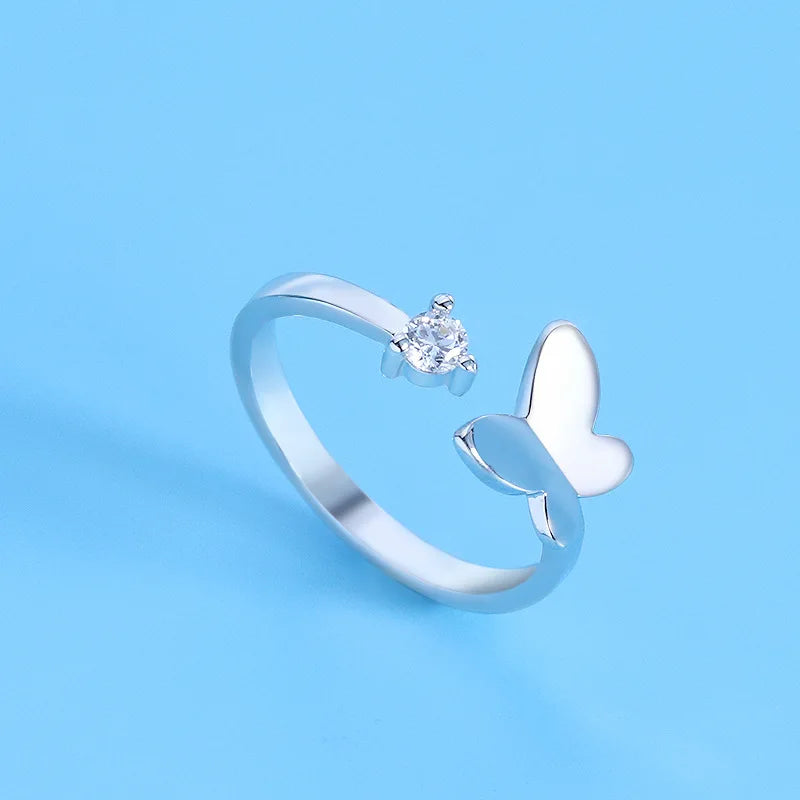925 Sterling Silver AAA Zircon Adjustable Ring for Women