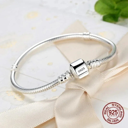 925 Sterling Silver Charm Snake Bone Bracelet for Women