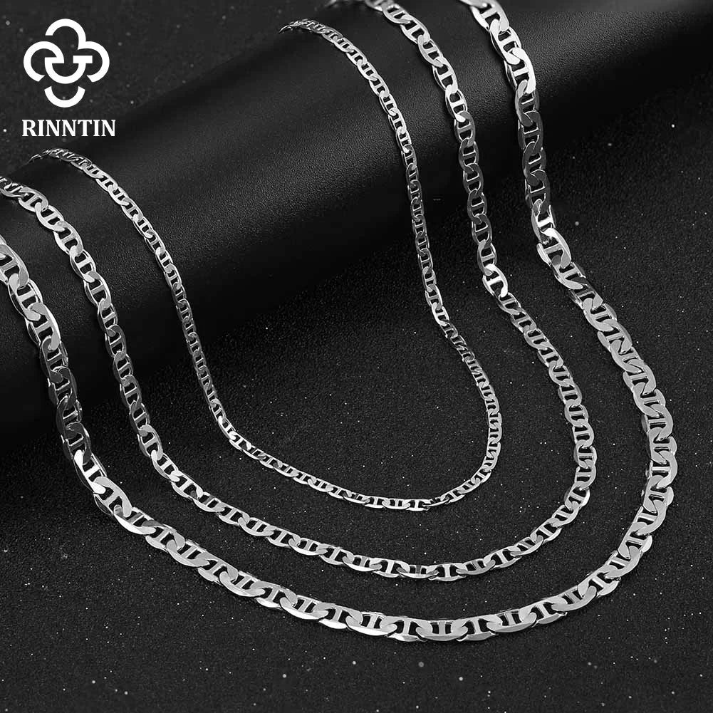 925 Sterling Silver Flat Mariner Chain Necklace