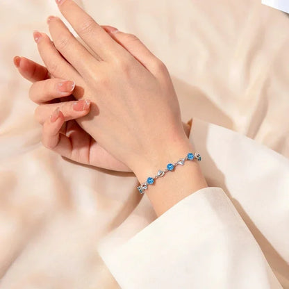 925 Sterling Silver Heart Necklace & Bracelet Set for Women