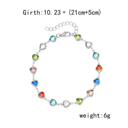 Boho Colorful Heart & Butterfly Anklet