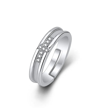 925 Sterling Silver AAA Zircon Adjustable Ring for Women