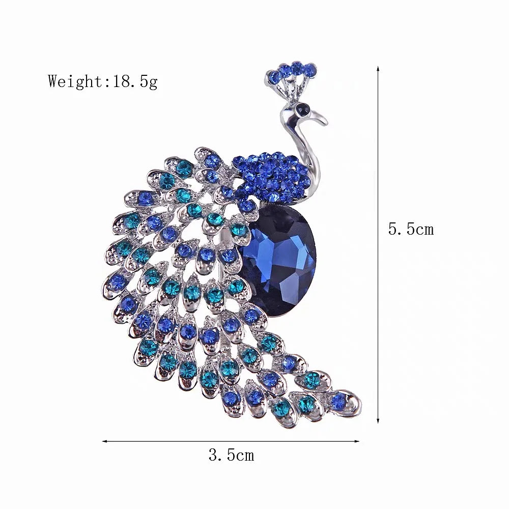 Rhinestone Peacock Brooch Pin
