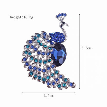 Rhinestone Peacock Brooch Pin