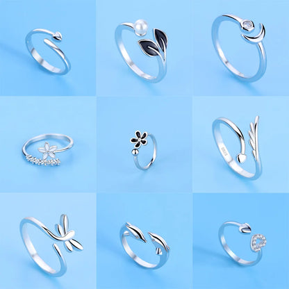 925 Sterling Silver AAA Zircon Adjustable Ring for Women