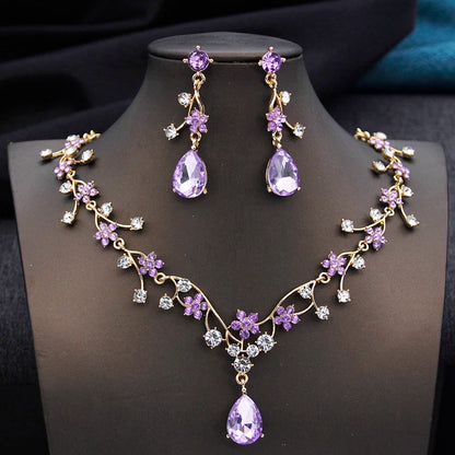 Crystal Water Drop Bridal Jewelry Set