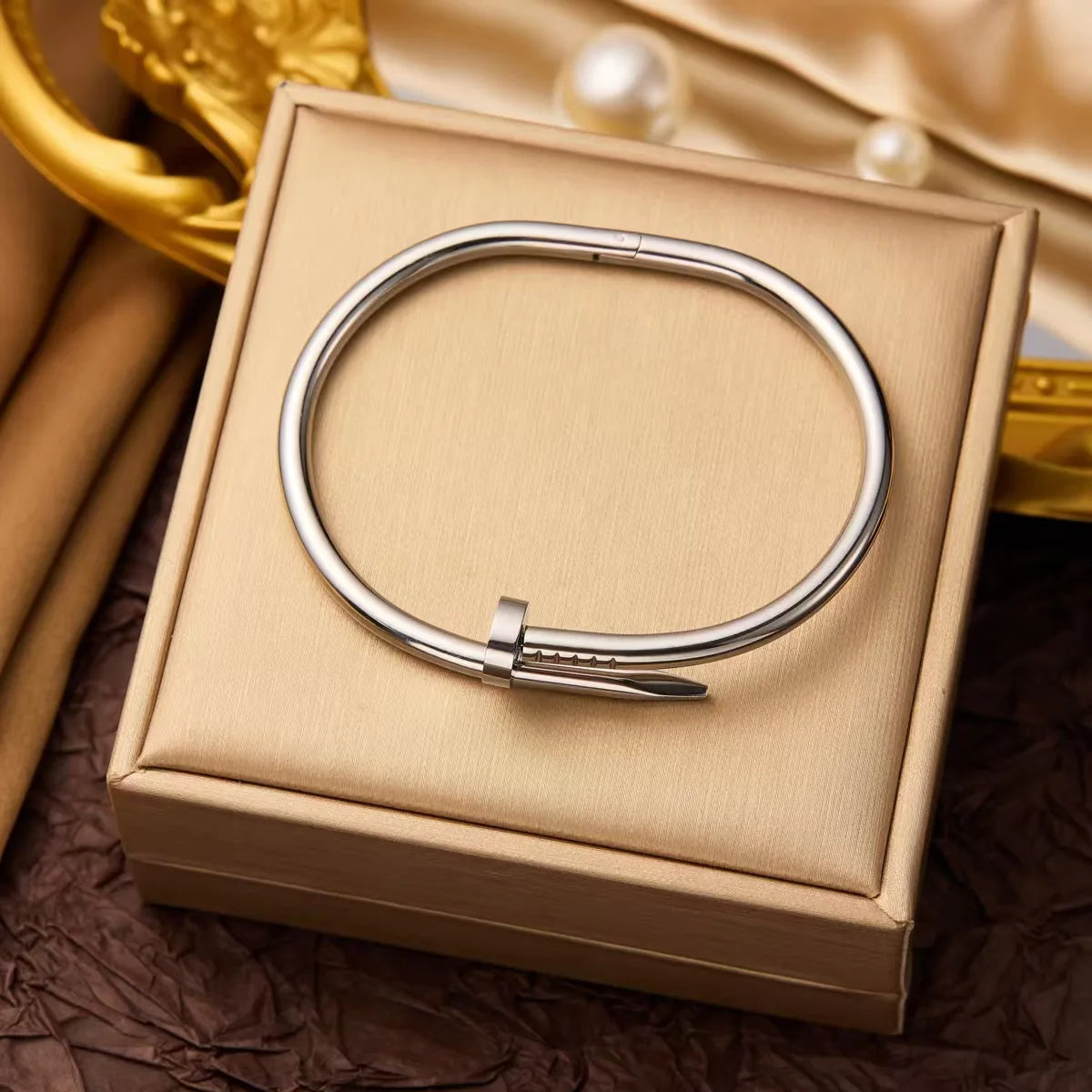 Curved Nail Stainless Steel Bracelet