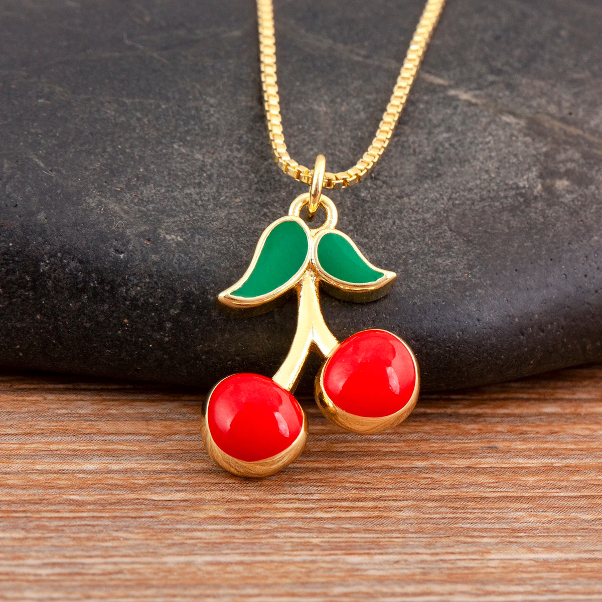 Apple/Grape/Cherry Sparkling Zircon Pendant Necklace