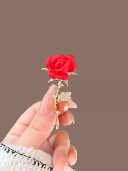 Golden Tulip Pearl Brooch – Rhinestone Pin