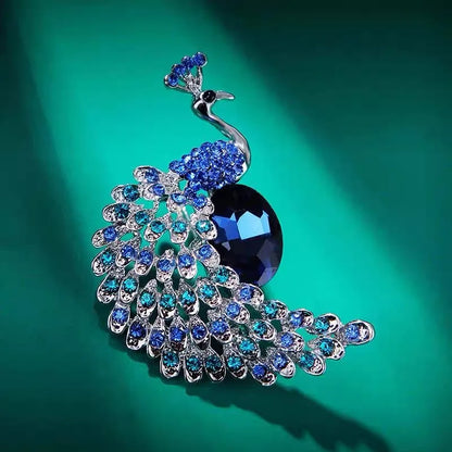 Rhinestone Peacock Brooch Pin