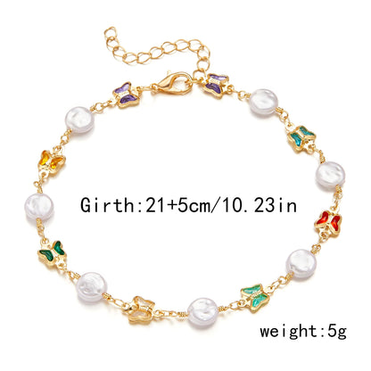 Boho Colorful Heart & Butterfly Anklet