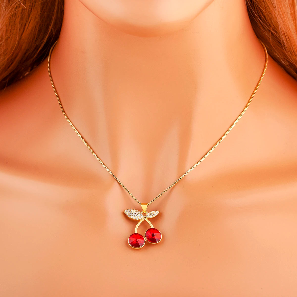 Apple/Grape/Cherry Sparkling Zircon Pendant Necklace