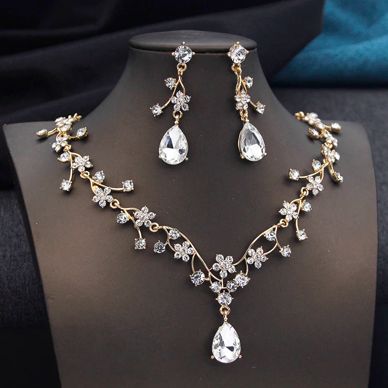 Crystal Water Drop Bridal Jewelry Set