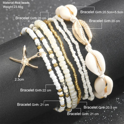 7-Piece Bohemian Starfish Shell Anklet Set