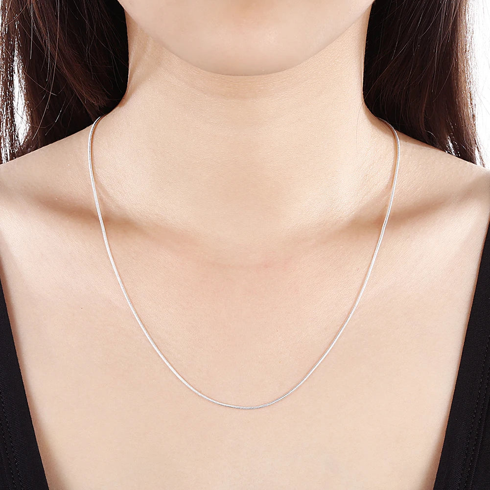 10PCS 925 Sterling Silver Snake Chain Necklace for Women & Men (16-30 Inches)