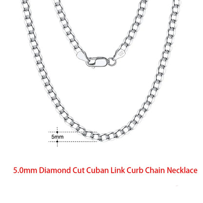 925 Sterling Silver Flat Mariner Chain Necklace