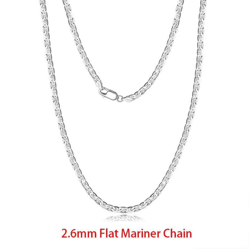 925 Sterling Silver Flat Mariner Chain Necklace