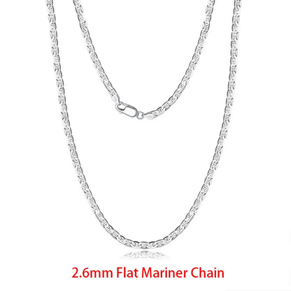 925 Sterling Silver Flat Mariner Chain Necklace