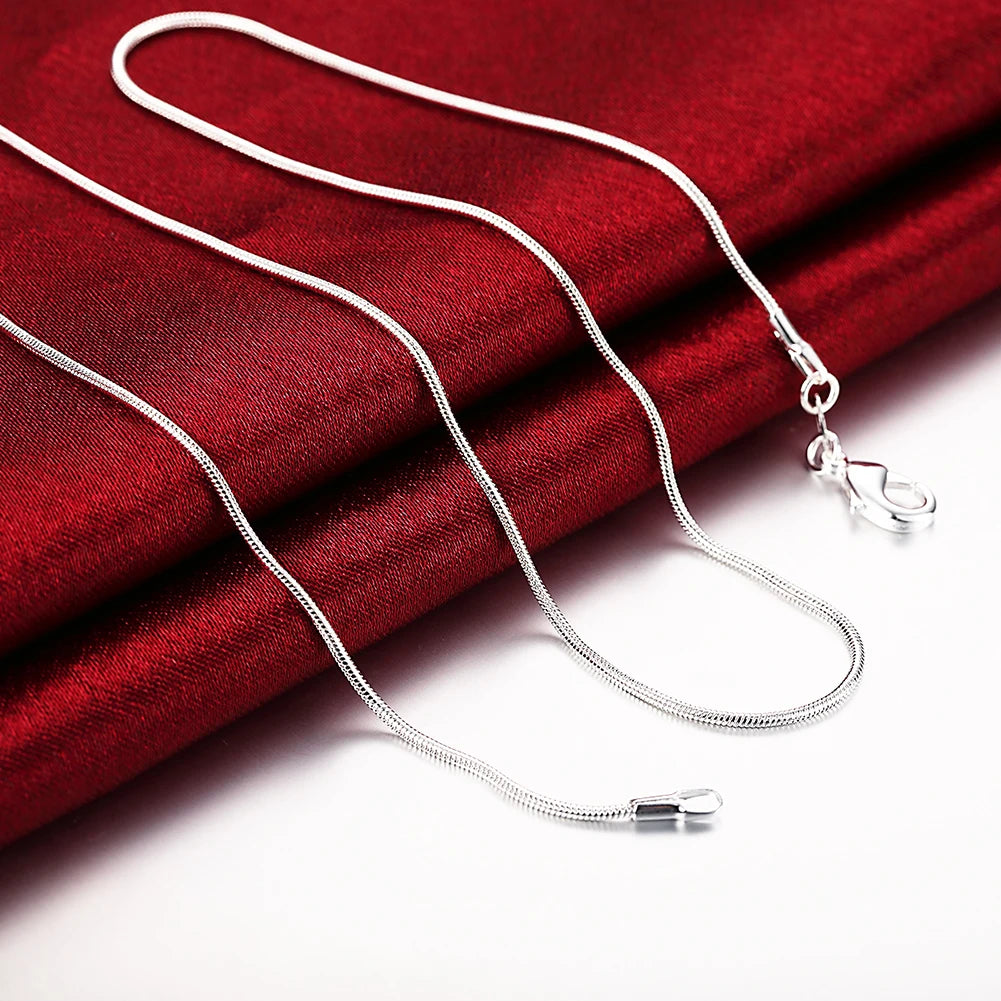 10PCS 925 Sterling Silver Snake Chain Necklace for Women & Men (16-30 Inches)
