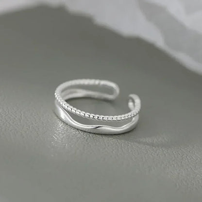 Original 925 Sterling Silver Double Lines Ring for Women