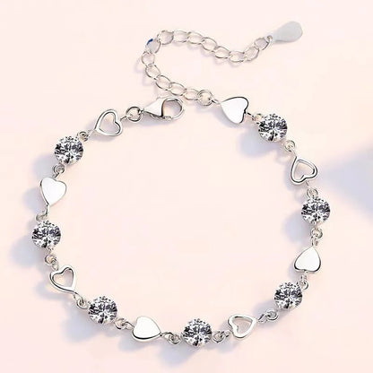 925 Sterling Silver Heart Necklace & Bracelet Set for Women