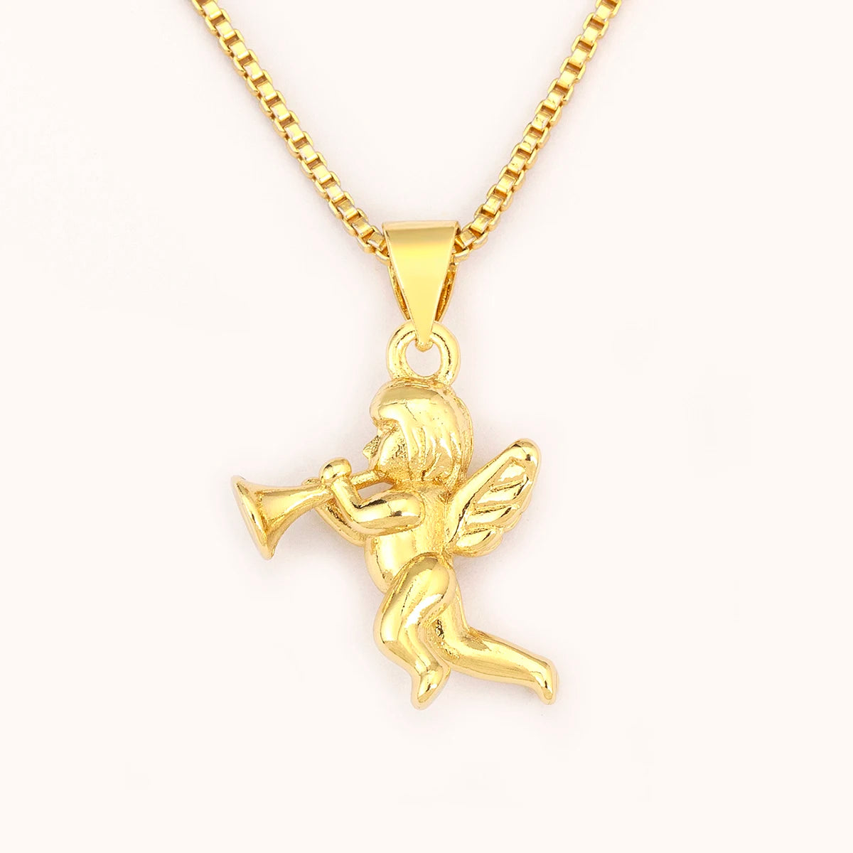 Retro Angel Blowing Trumpet Pendant Necklace for Women & Men