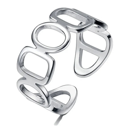 Original 925 Sterling Silver Double Lines Ring for Women