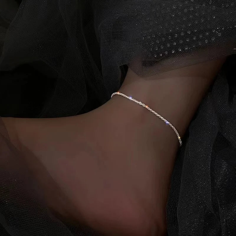 925 Sterling Silver Zircon Anklet